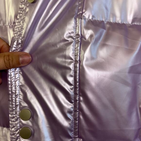 Iridescent Purple Women's Puffer Coat - Picture 16 of 16